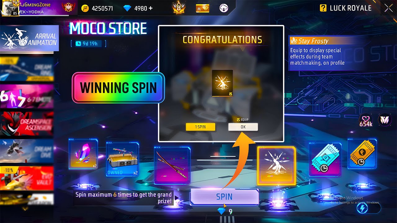 Stay Frosty 1 Spin Trick 🤩 | New Arrival Animation Spin | Moco Store Kitne Diamonds Lagega ? 💎