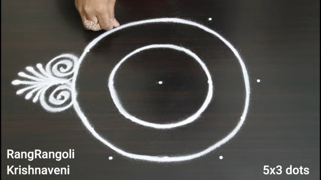 🌷2 традиционных колама (5x3 точки)🌷Ежедневный дизайн Muggulu от Рангранголи Кришнавени