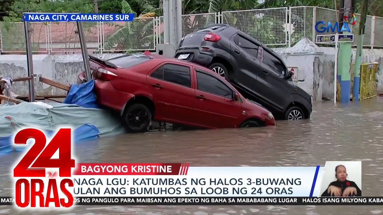 Rumaragasang baha dahil sa umapaw na ilog, nagpalubog sa maraming bahagi ng Camarines... | 24 Oras