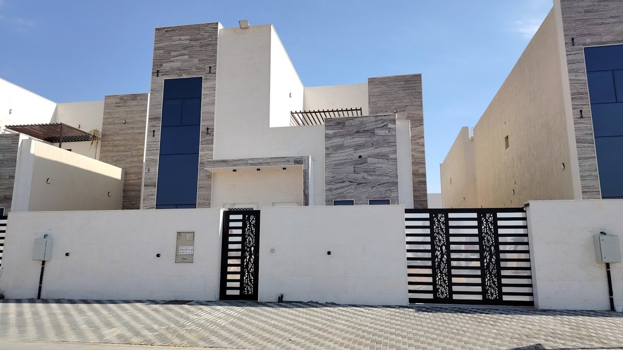 Luxury villa Brand new for rent in Al Helio 2 Ajman  area. 4 rooms and 7 bathrooms. Modern design.