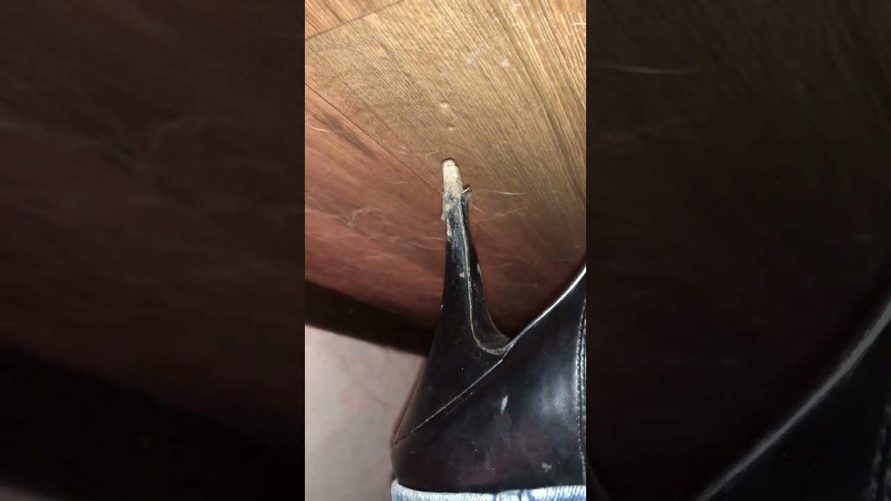 Sharp heels marking floor
