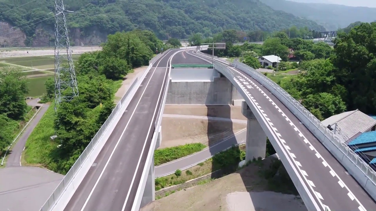 上信道一部開通区間ドローン映像