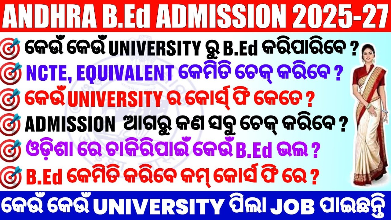 Andhra B.Ed Admission 2025, Admission Process, Andhra Pradesh All University B.Ed Course Fees 2025