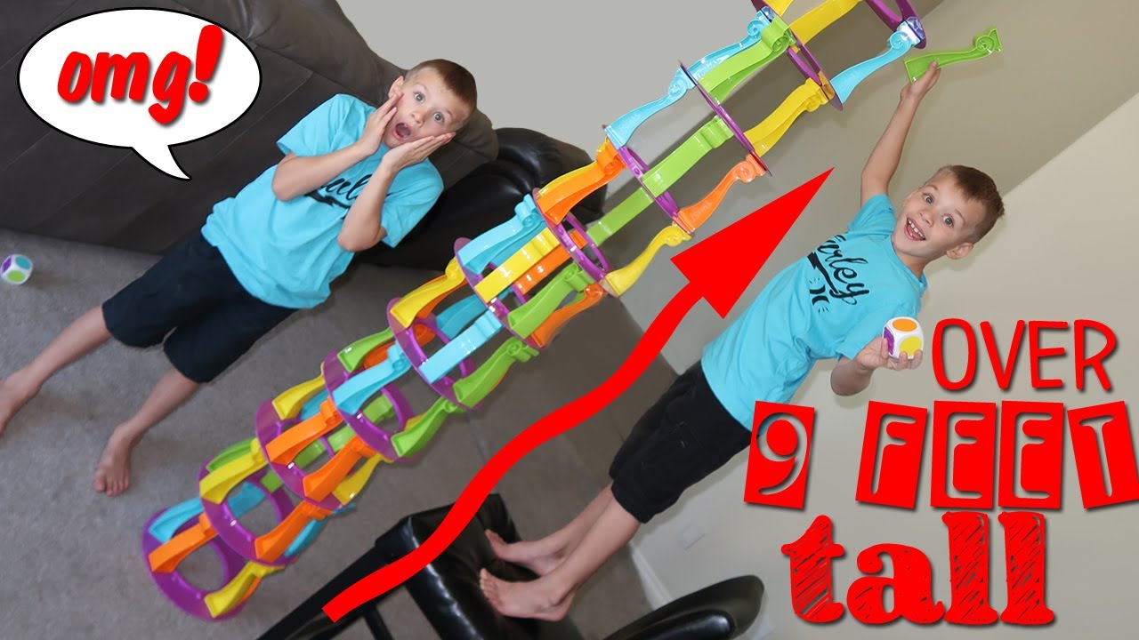 HUGE Tumbling Tower Challenge -  Over 9 Feet Tall!