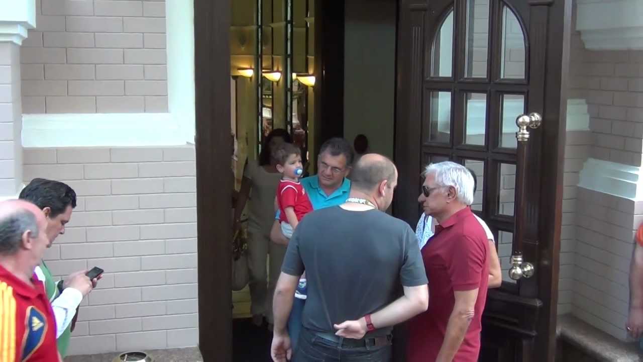 Wifes,childrens and families of Spain players leaving hotel in Kiev.