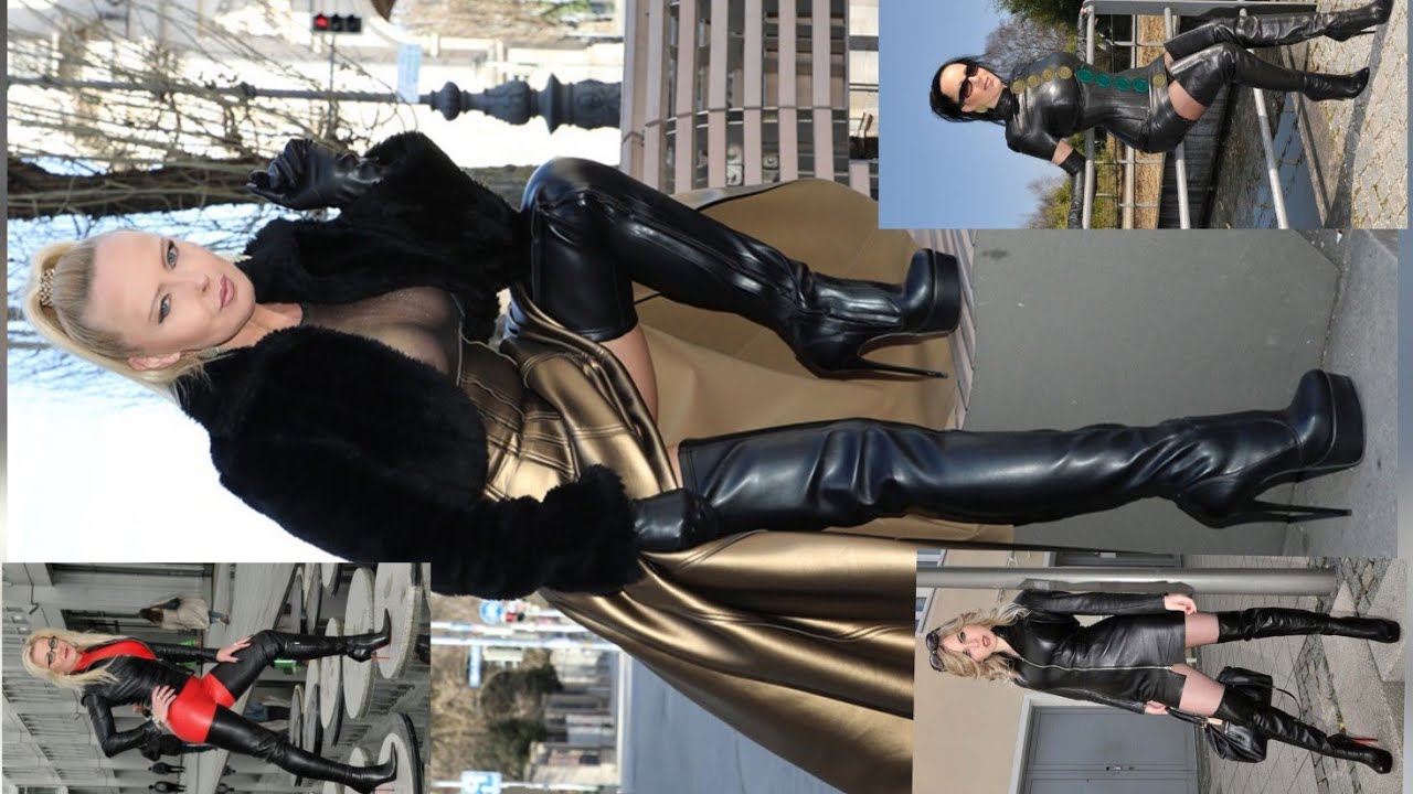 Trendy & stunning Leather outfits dresses & long boots for women's office wear 2024_2025 new trend