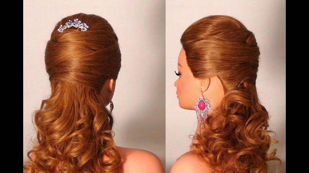 Вечерняя прическа на длинные волосы. Peinado de pelo largo de fiesta