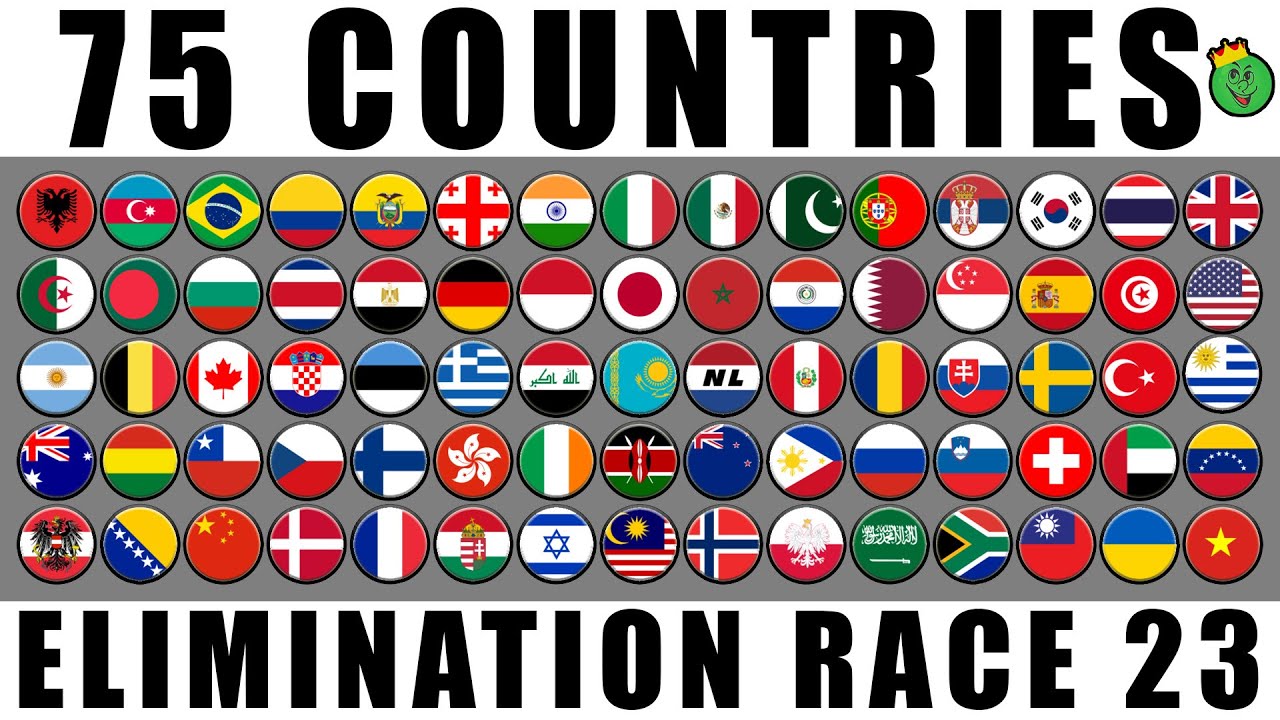 75 Countries Elimination Marble Race in Algodoo Ep. 23 \ Marble Race King