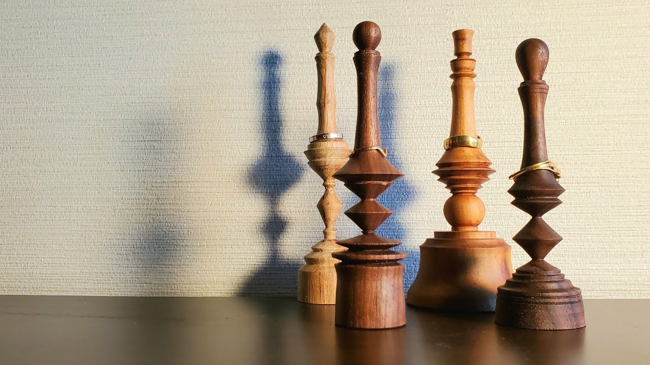 Woodturning - Make a ring stand 【職人技】木工旋盤でろくろデザインのリングスタンドを作る！