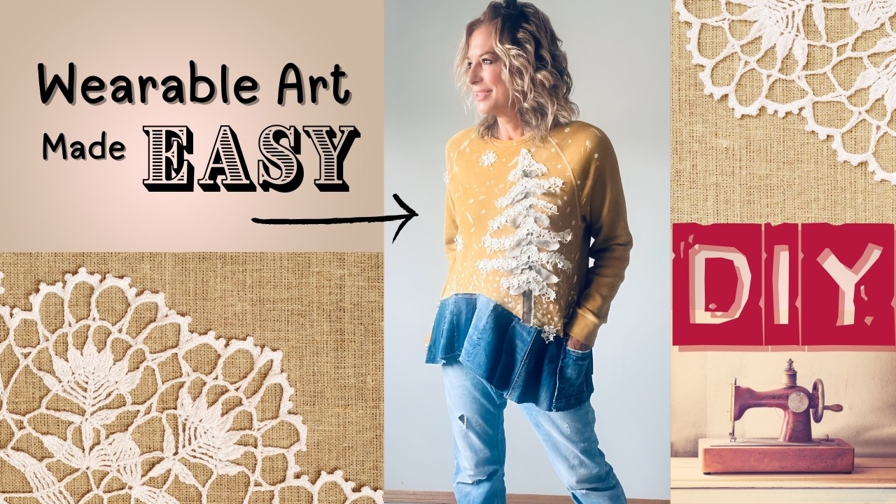 Cottagecore DIY 🌿 Turn Old Clothes into a Lacy Tree Tunic | Upcycled Denim Tutorial
