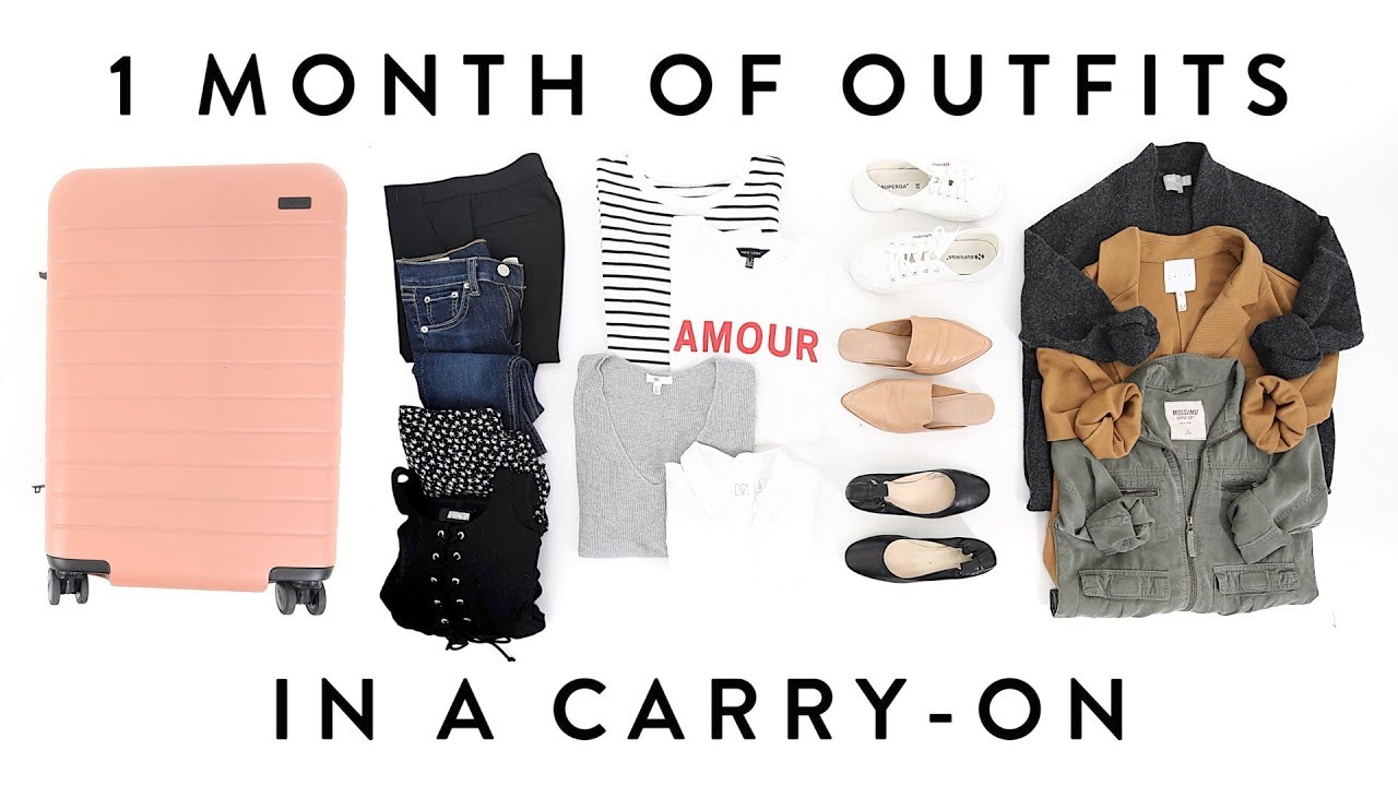 1 MONTH of OUTFITS in a Carry-On Suitcase | TRAVEL CAPSULE Wardrobe | Miss Louie