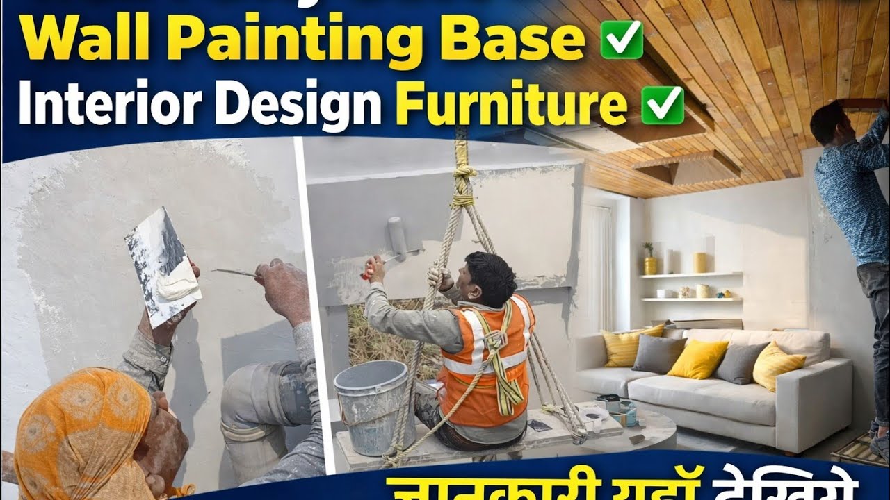 Ho to Wall Putty Base से Luxury Finish✅ 💯Wall Painting Base Work | Full Interior Process ✅