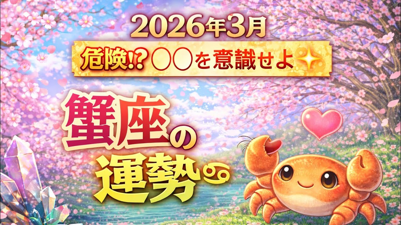 【○○を意識せよ✨】2026年3月 蟹座の運勢 全体運・仕事運・恋愛運・オラクルメッセージ【タロット占い】 当たる12星座占い・アドバイス・ 開運・アクション・運命・転機・変化 ・かに座