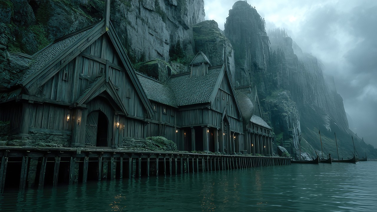 🏔️ Gentle Celtic Medieval Music | Hidden Nordic Harbor Beneath the Cliffs