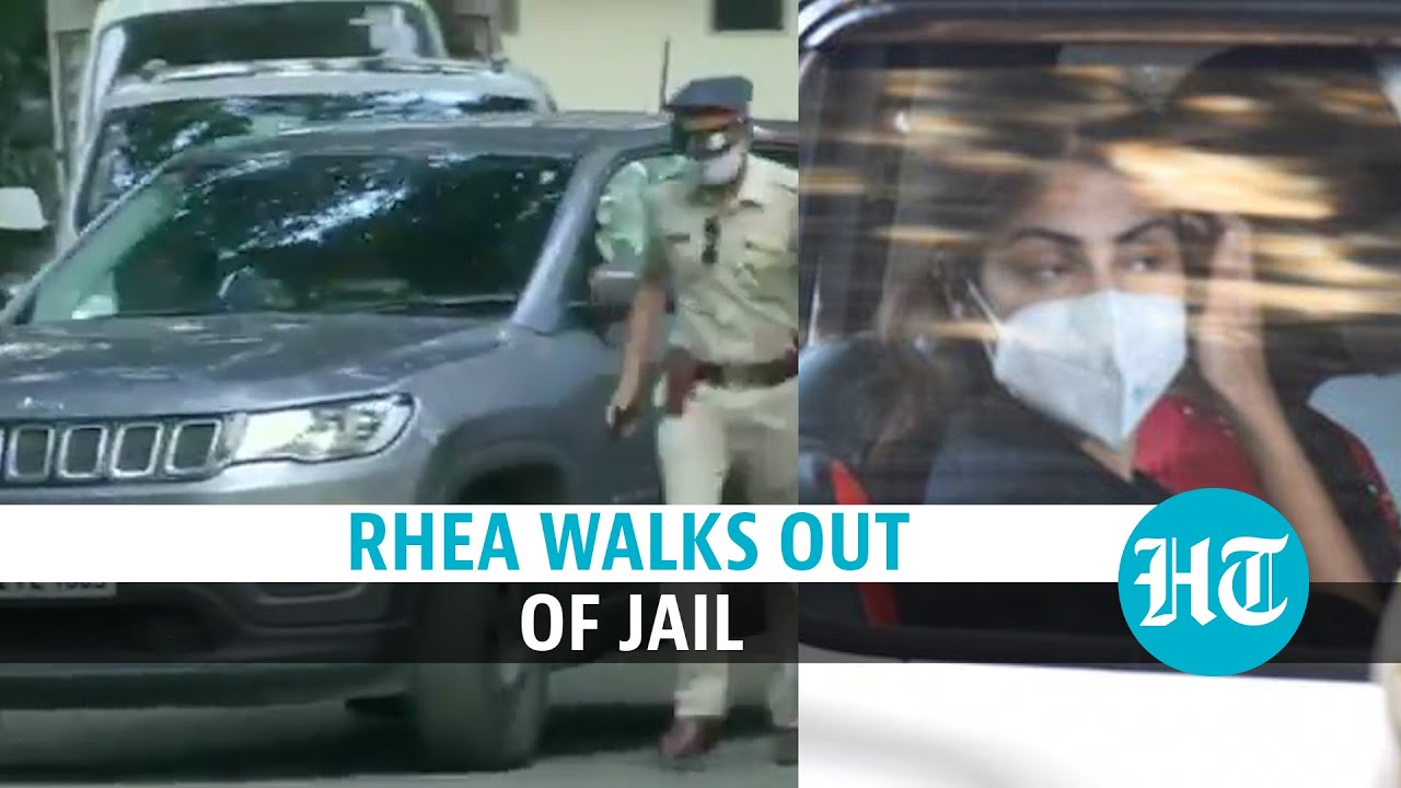 Watch: Rhea Chakraborty exits jail in car with covered windows | Drugs case