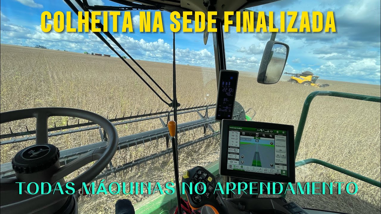 COLHEITA DE SOJA NA SEDE FINALIZADA, TODAS MÁQUINAS VIERAM PRO ARRENDAMENTO 