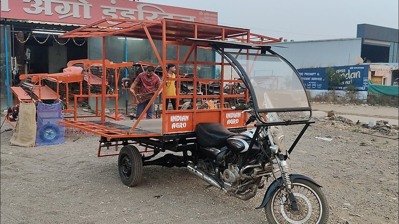 रिव्हर्स फॉरवर्ड गिअर बॉक्स 2 व्हिलर मोटरसायकल बाईक ट्रॉली फुड कार्ट स्टॉल 9699100225 Bike Trolley 