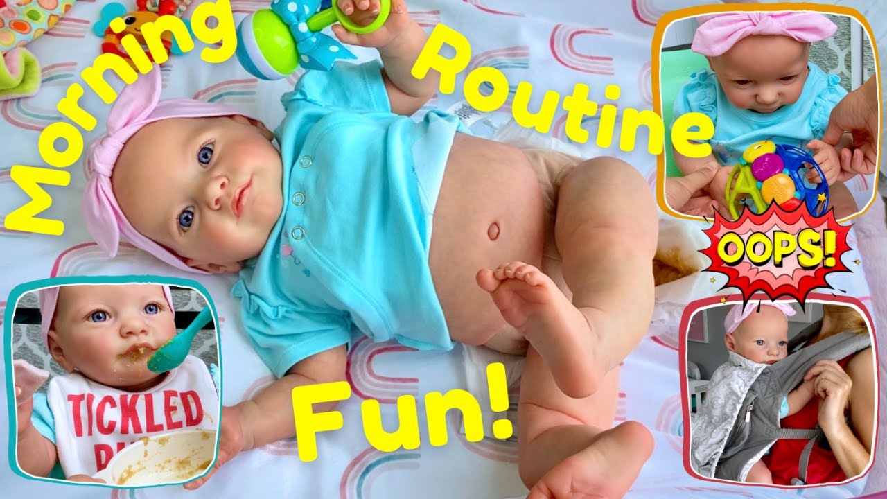 Fun Reborn Morning Routine With Skya: Playing, Feeding & Changing Baby's Dirty Diaper!