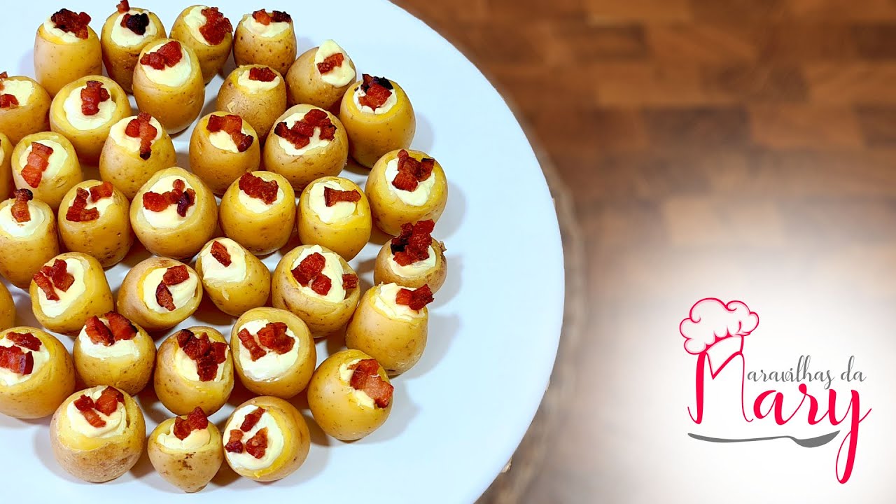 MINI BATATINHAS RECHEADAS COM CREAM CHEESE E BACON!