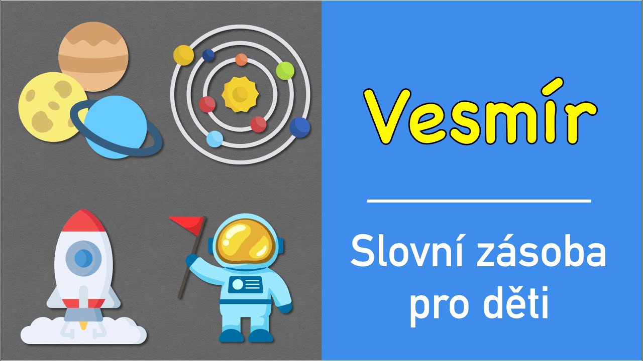 Učení slov pro děti | Vesmír (astronaut, kosmická loď, hvězdárna, planety, hvězdy, galaxie a další)