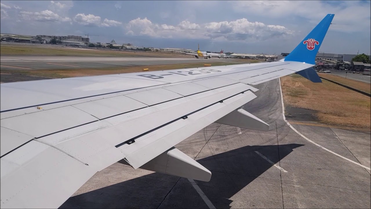 [Full HD 60fps] China Southern Boeing 737 MAX 8 pushback, taxi and takeoff from Manila