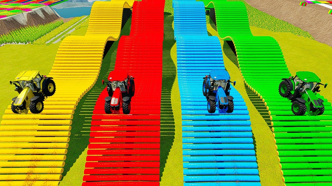 FS22 - COLORED JOHN DEERE TRACTORS ON COLOURFUL TRACK - FARMING SIMULATOR 22