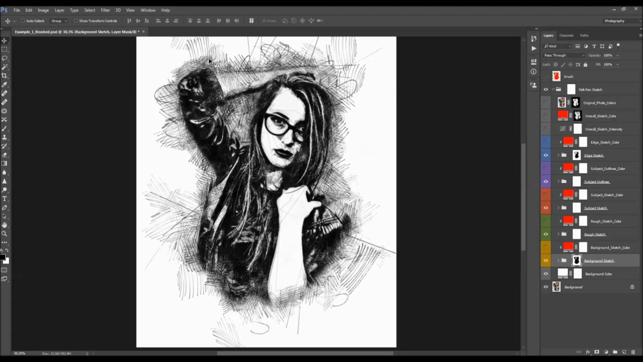 Felt Pen Sketch Photoshop Action Tutorial