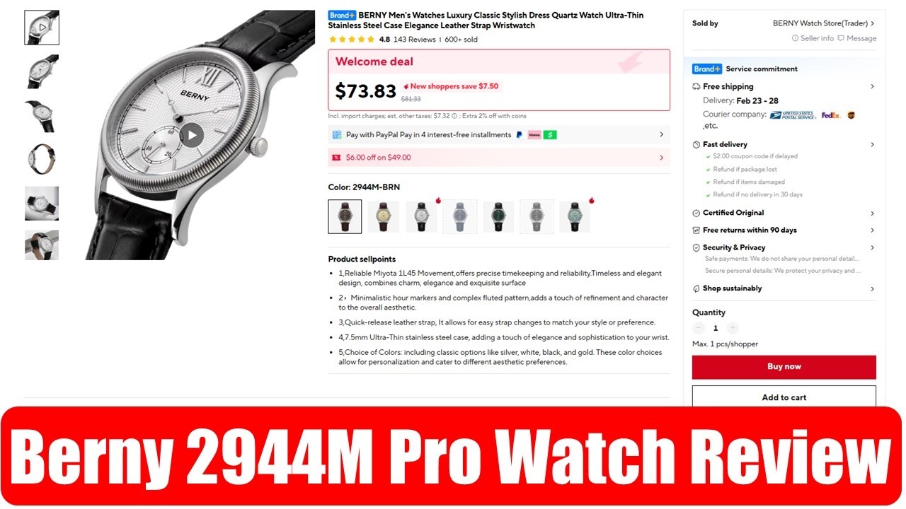 Berny 2944M Watch Review From AliExpress | 600+ Sold on AliExpress