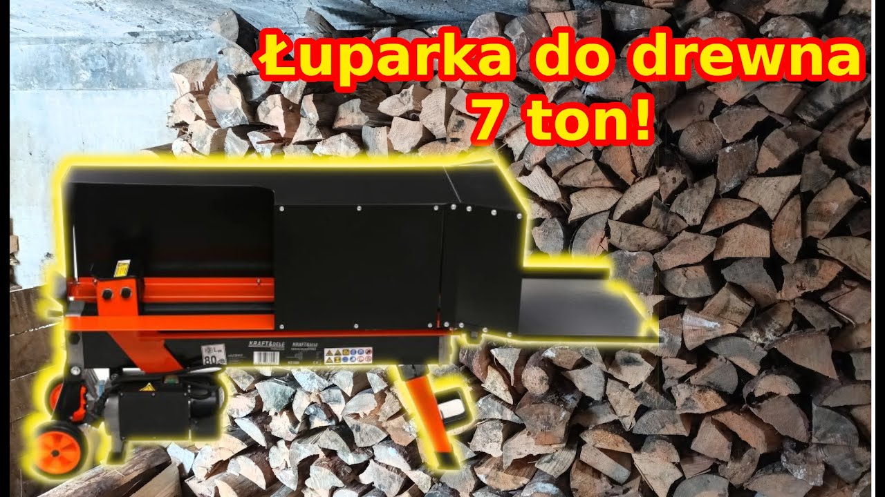 Łuparka do drewna 7 ton pozioma | Rębak |  Test na dużych pniach