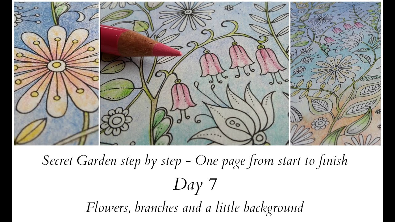 Secret Garden step by step - Day 7 - Flowers, branches and a little background