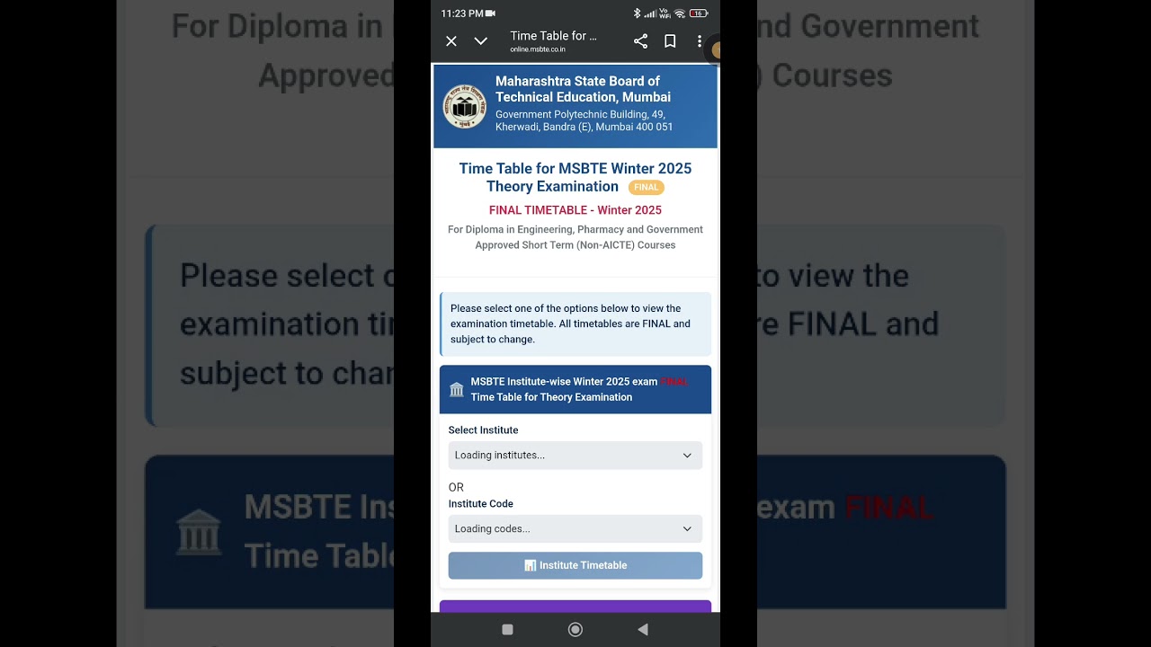&ldquo;MSBTE Winter 2025 Final Time Table Released! Don&rsquo;t Miss Your Exam Dates! #examtimetable