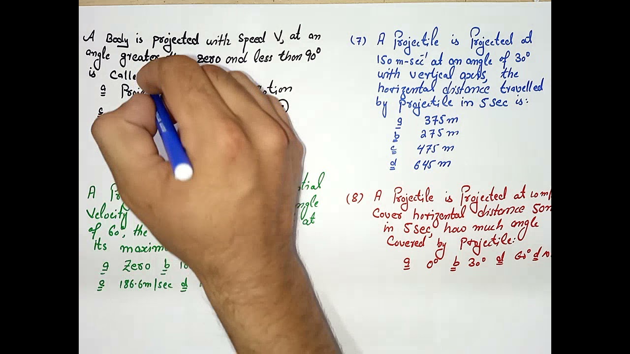 Projectile motion MCQs|| test discussion