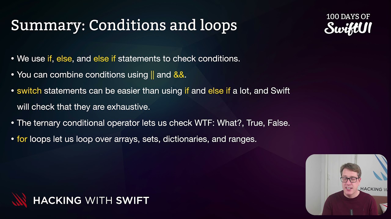 Резюме: Условия и циклы – Swift для начинающих