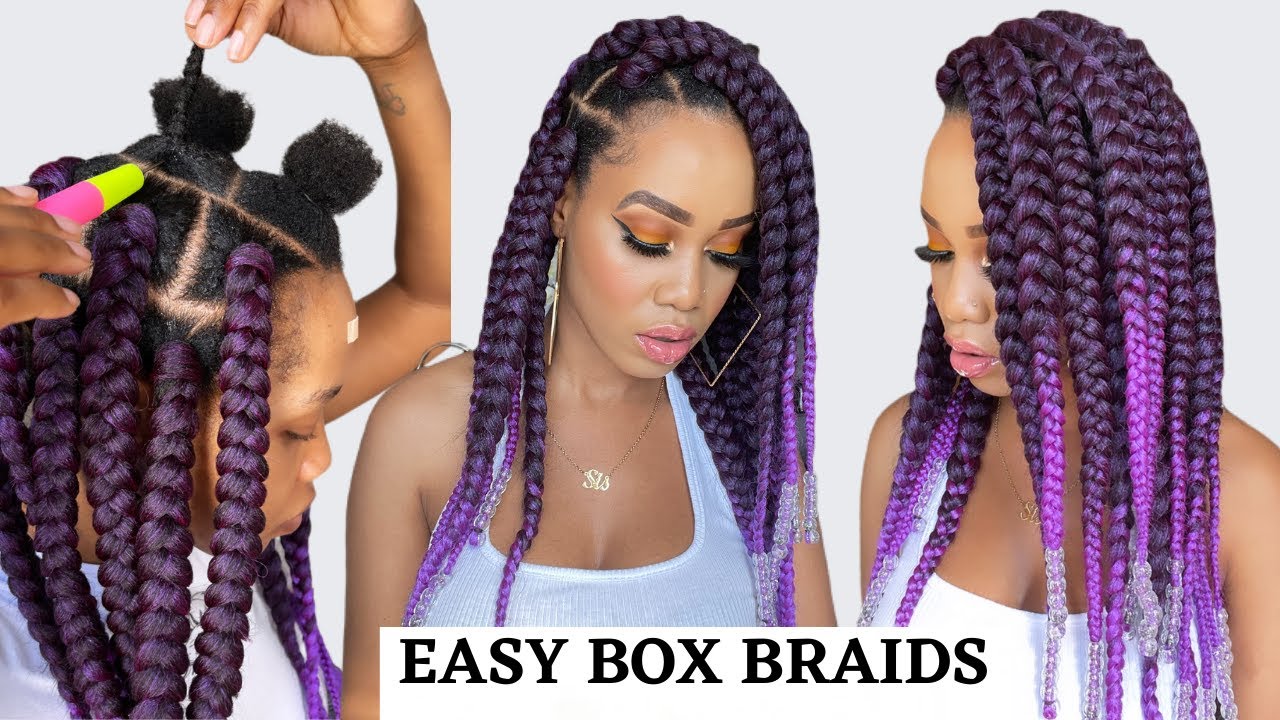 🔥SUPER EASY BOX BRAIDS /🚫NO RUBBER BANDS / TENSION FREE / CROCHET METHOD Protective Styles / Tupo1