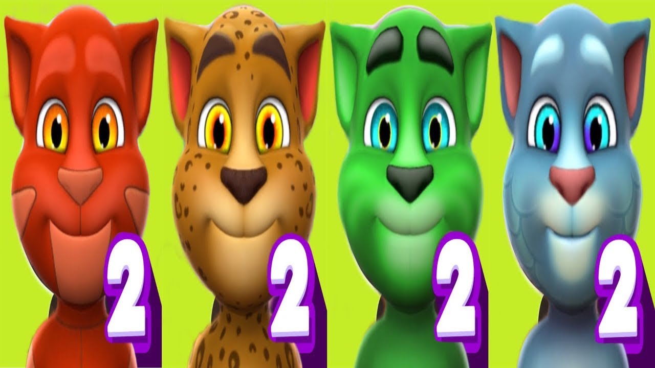 Baby Tom 4 Rainbow Colors Red Vs Yellow Bs Green Vs Blue | My Talking Tom 2 Vs My Talking Baby Tom 2