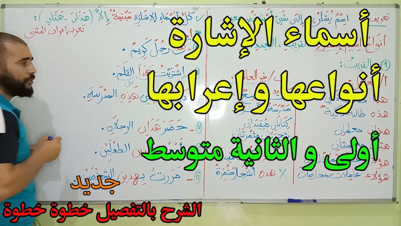 أسماء الإشارة إعرابها و أنواعها الجزء الأول للأولى و الثانية متوسط