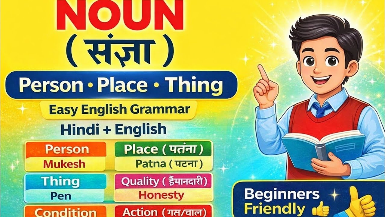 Noun in English | संज्ञा की परिभाषा उदाहरण सहित | English Grammar HindiSpokenEnglishBasics