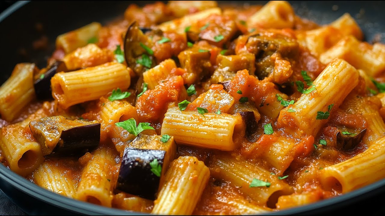 Вкусная итальянская паста с баклажанами! Вы будете готовить ее дома каждый день! Легкий рецепт