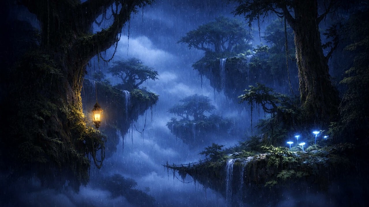 Basic Land — Forest | Dark Night Rain Sounds (No Birds) | 10 Hours | Sleep-Safe MTG Ambience