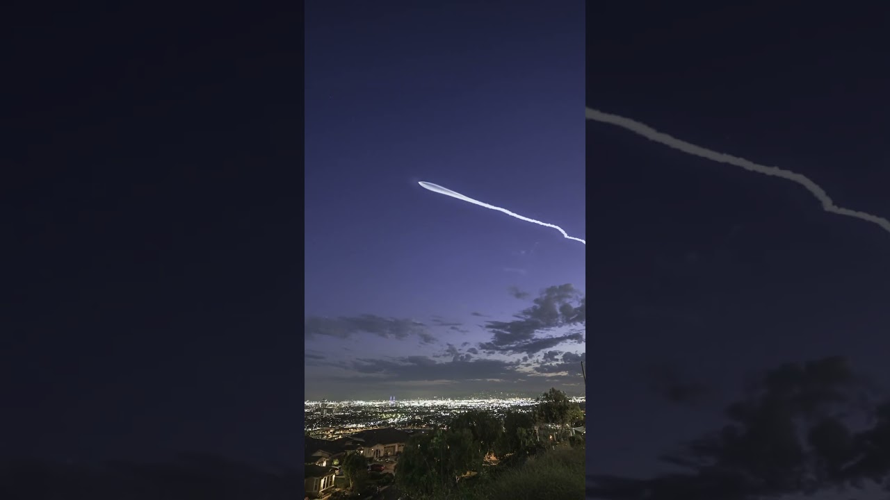 Last Night&rsquo;s Falcon 9 rocket launch seen over Long Beach, California! #timelapse #rocket #spacex