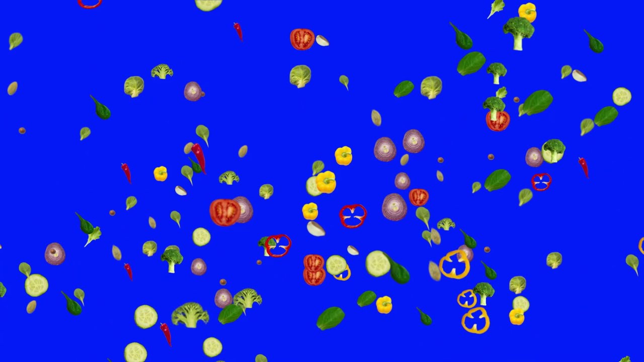 10 Vegetables Explosion Green screen footage | 100% Free