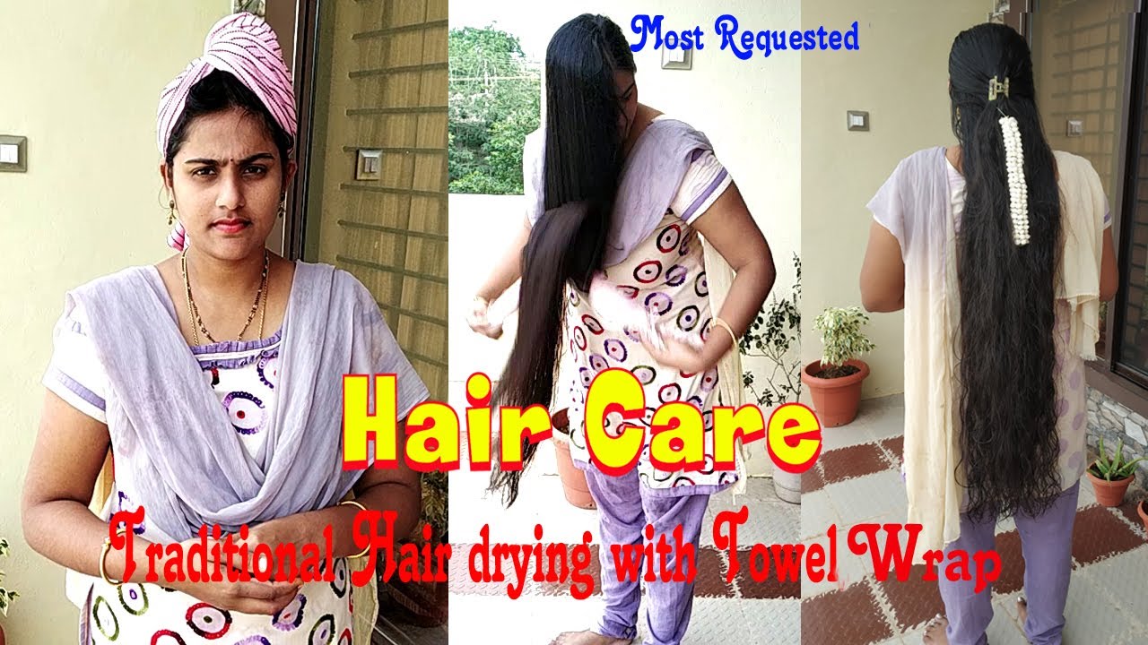 Hair Care I Traditional Hair Drying with real sounds I Towel Wrap I Requested Video I Telugammai