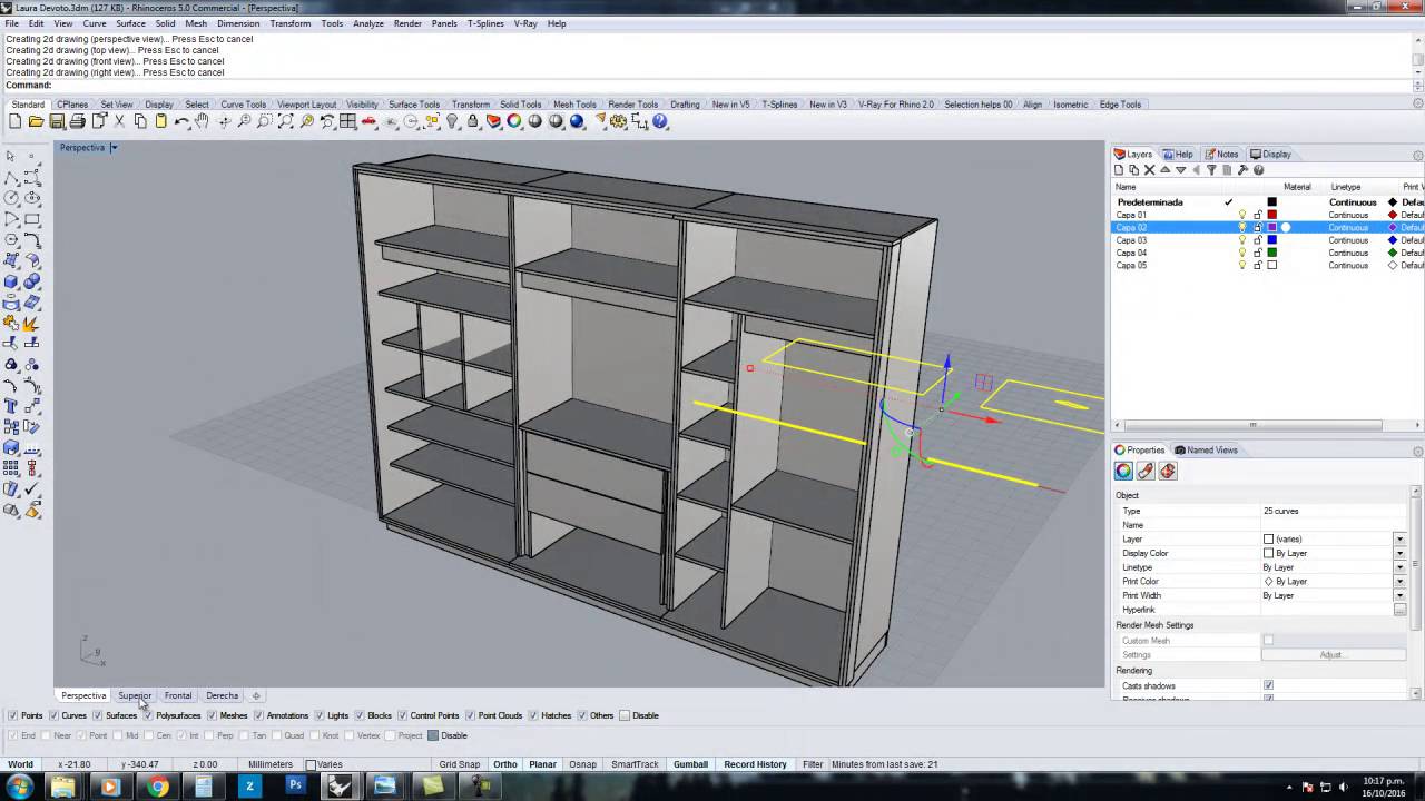Mueble Crear Planos en Rhino