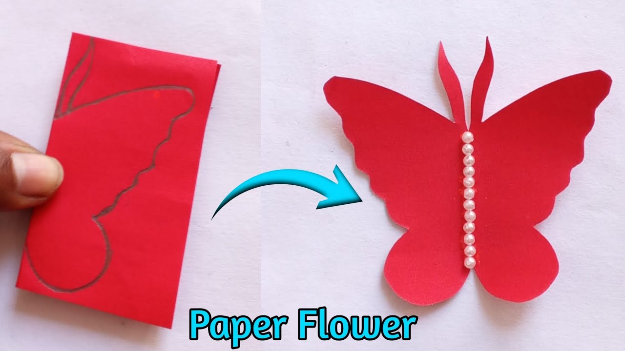 Beautiful Red Paper Butterfly Maki ng | Diy Easy Butterfly Ideas | New ANd Unique Butterfly Craft 🌹🌹
