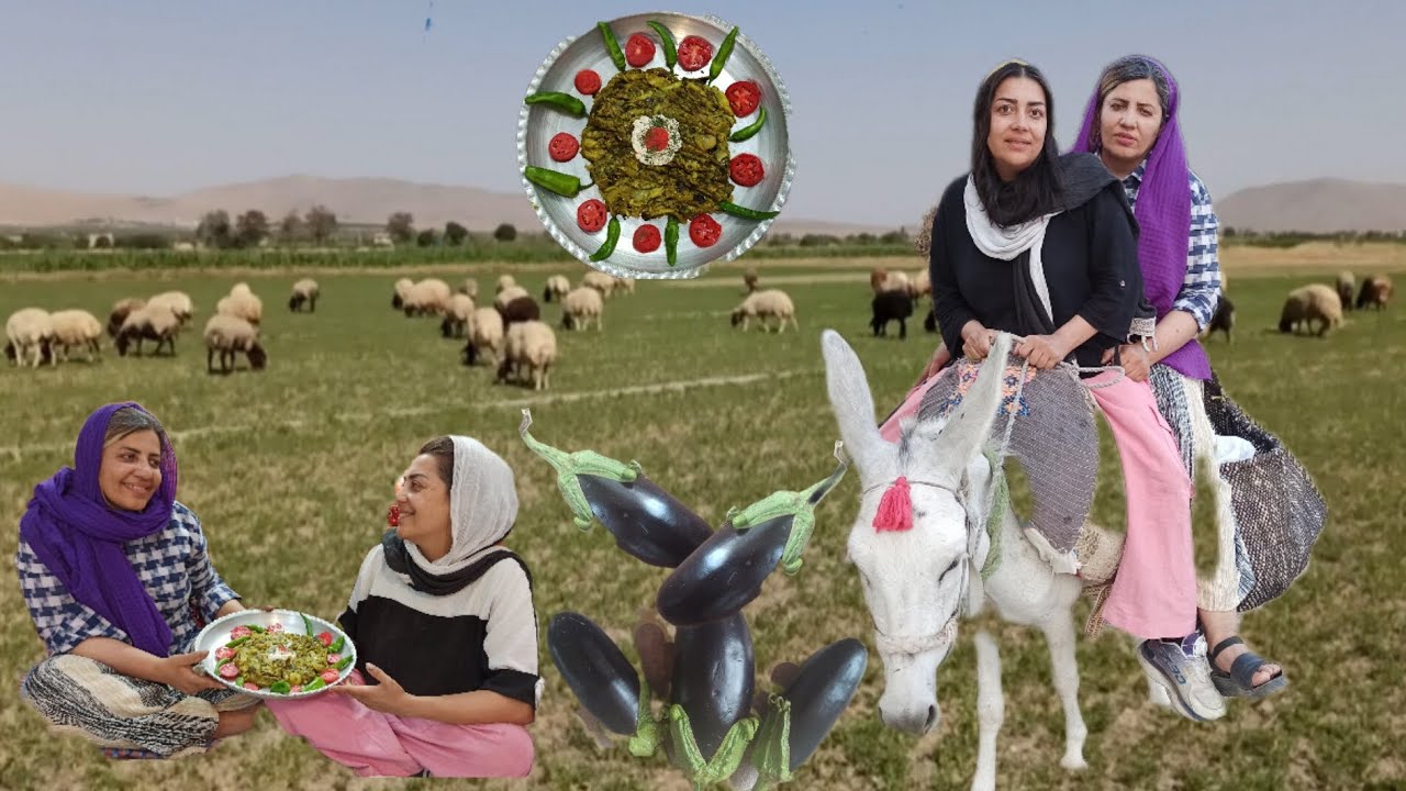 Rural lifestyle of Iranian women: Donkey riding double: Easy cooking