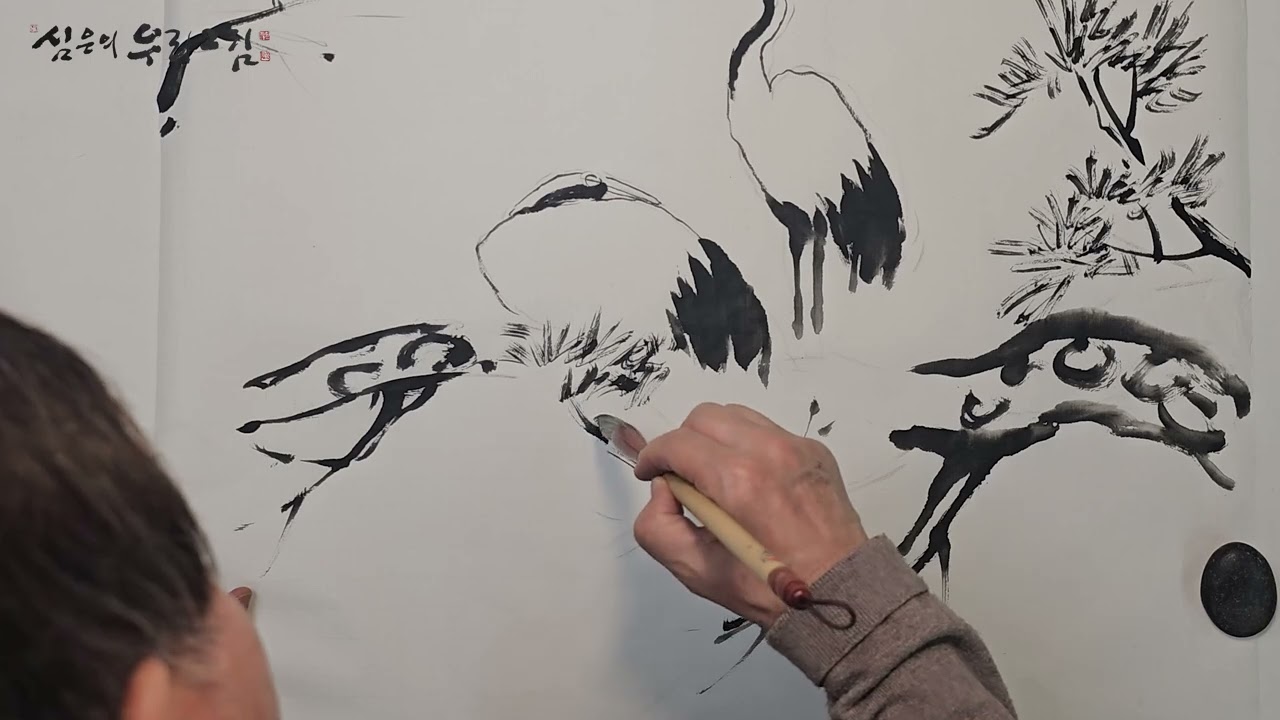 [학 그리기] 6. 나무 위에서 쉬고 있는 모습