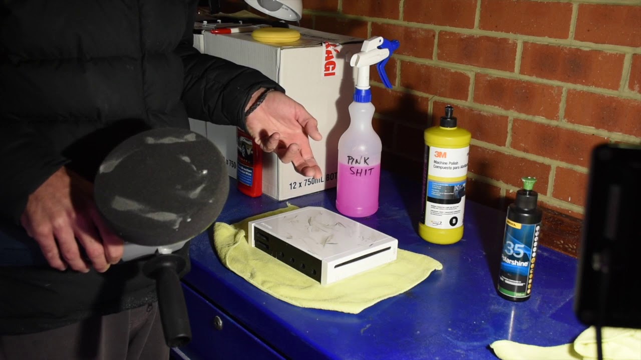 Plastic polishing. Nintendo Wii console