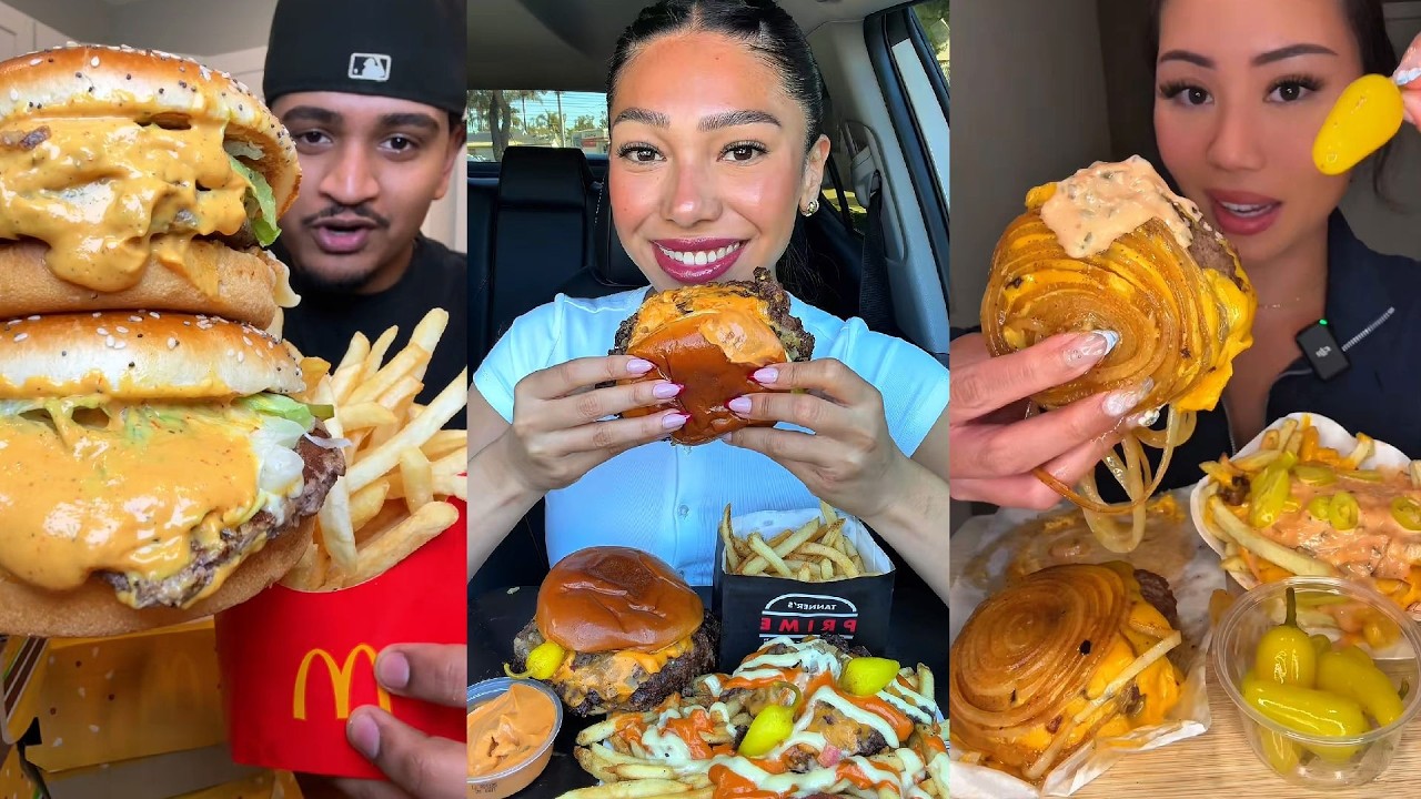 TIKTOK Mukbang Compilation | McDonald's, Duke's, In-N-Out, Chipotle, Wingstop & More!