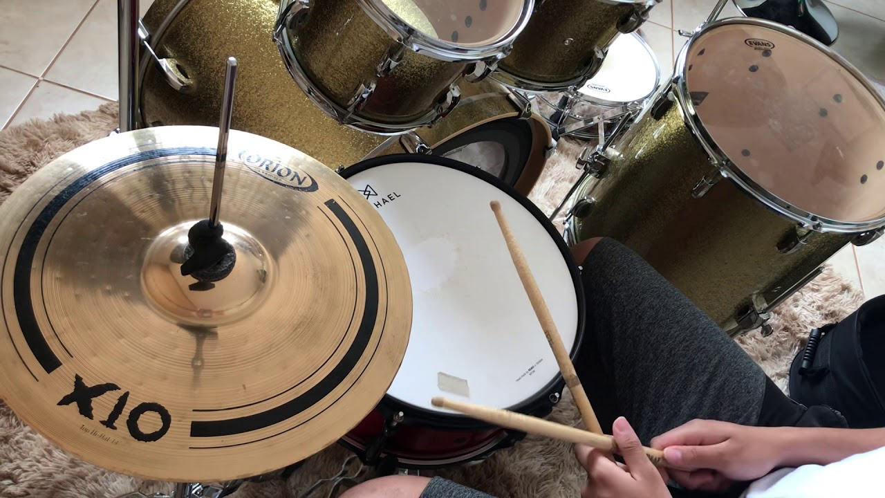 Teste de prato Orion X10 (hit-hat) e caixa Phantom com pele Michael
