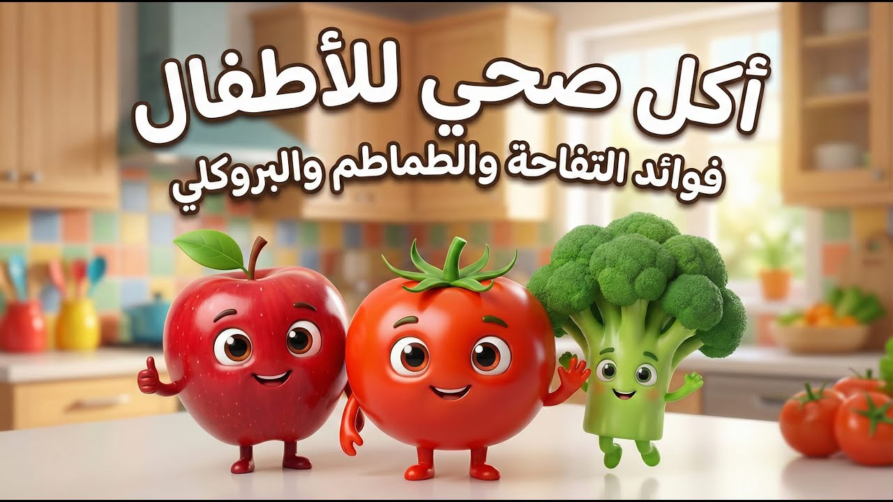 فوائد التفاحة والطماطم والبروكلي للأطفال | أكل صحي بطريقة ممتعة